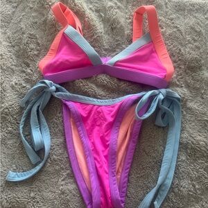 Vibrant Pink and Orange Bikini Set